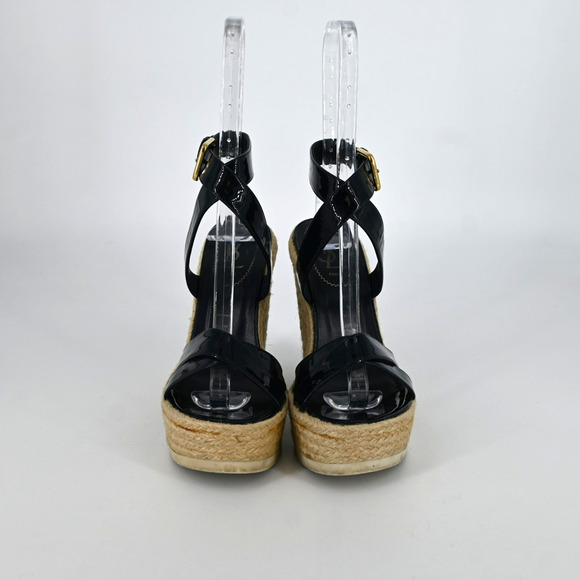 Yves Saint Laurent | Patent Leather Straw Platform Wedges Size: 39 - Picture 2 of 6